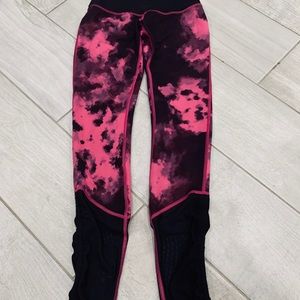 Lululemon pink and black tie dye mesh leggings
